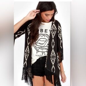 Trendy Angel Black Southwest Print Kimono new with tags one size